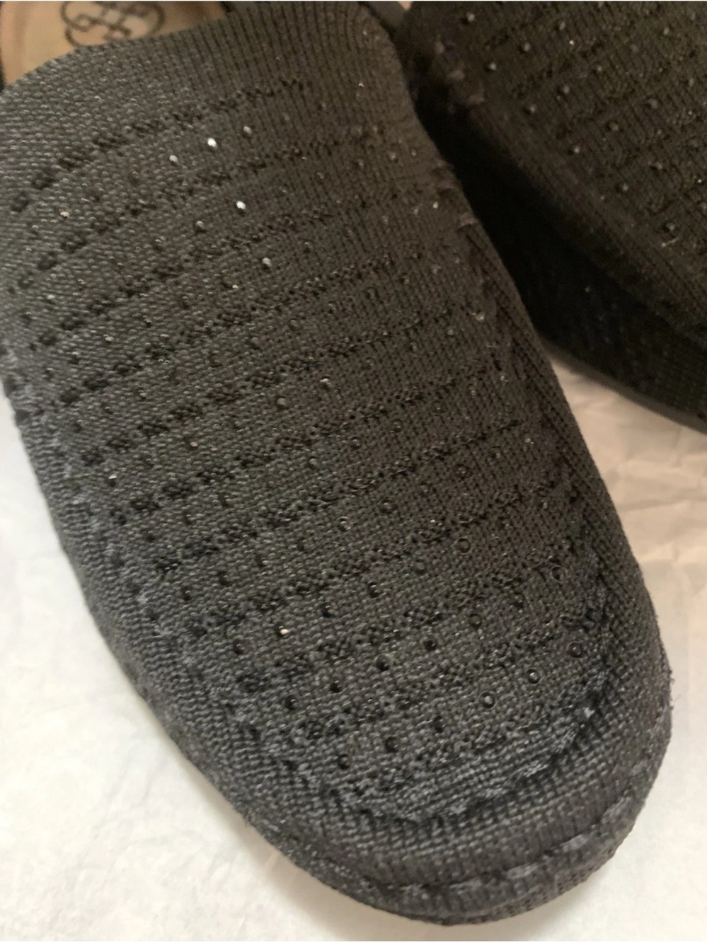 Daisy Fuentes Black Knit Slip-On Flats with Sparkle Accents Sz 7.5